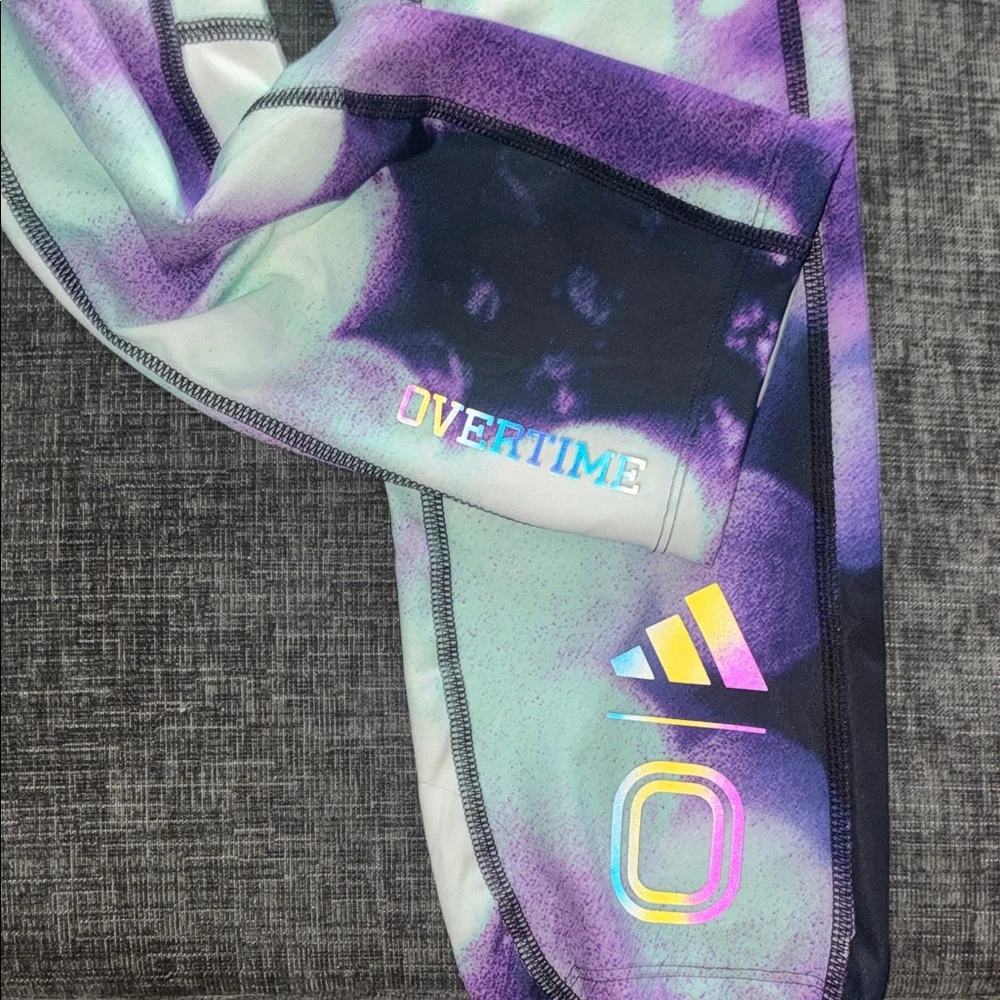 Adidas x Overtime Men's Techfit Leggings Vibrant Purple and Black Leggings